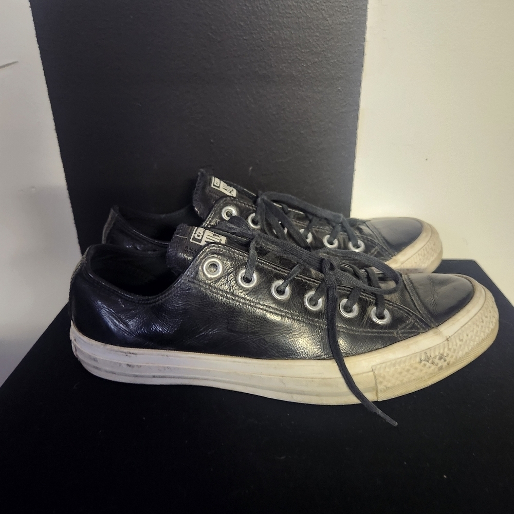 Converse Black Leather Low Top Sneakers - Picture 3 of 8